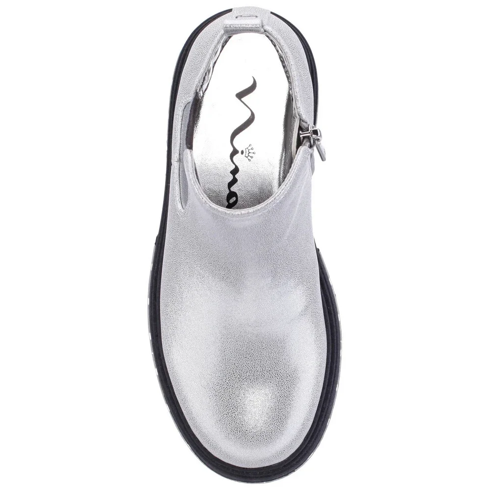 Nina Prisila Boots Girls US 2 Silver Shimmer Lug Sole Round Toe Chelsea ZAP1177